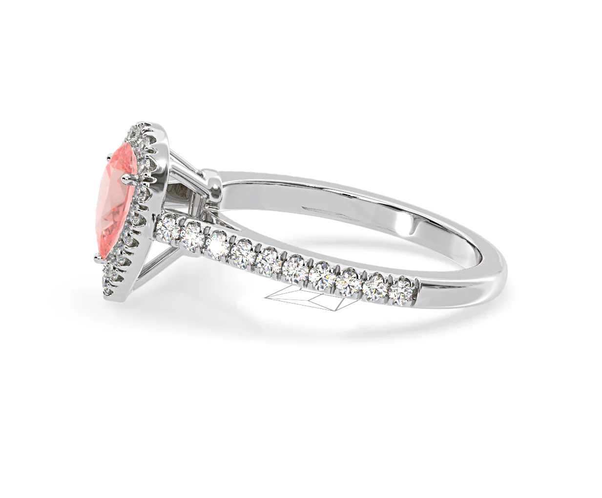 Diana Pink Lab Diamond Pear Halo Ring 1.00ct in 18K White Gold - Elara Collection - Image 24