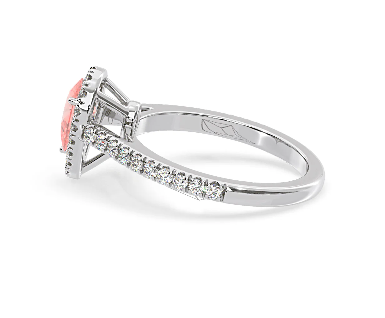 Diana Pink Lab Diamond Pear Halo Ring 1.00ct in 18K White Gold - Elara Collection - Image 29