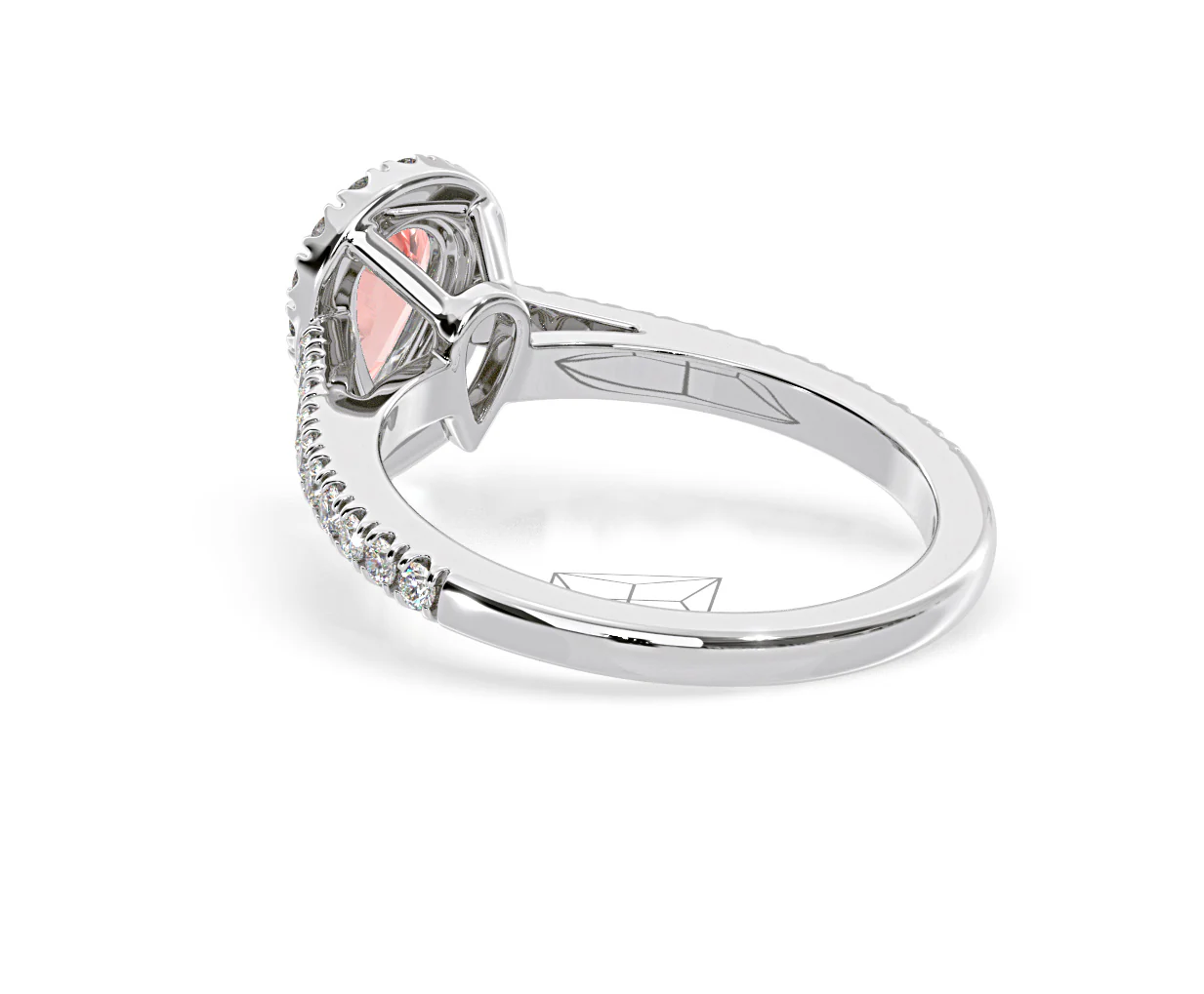 Diana Pink Lab Diamond Pear Halo Ring 1.00ct in 18K White Gold - Elara Collection - Image 38