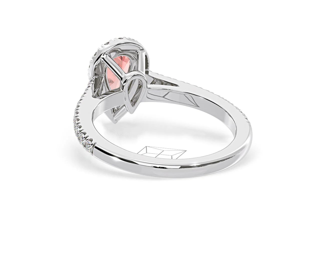 Diana Pink Lab Diamond Pear Halo Ring 1.00ct in 18K White Gold - Elara Collection - Image 41