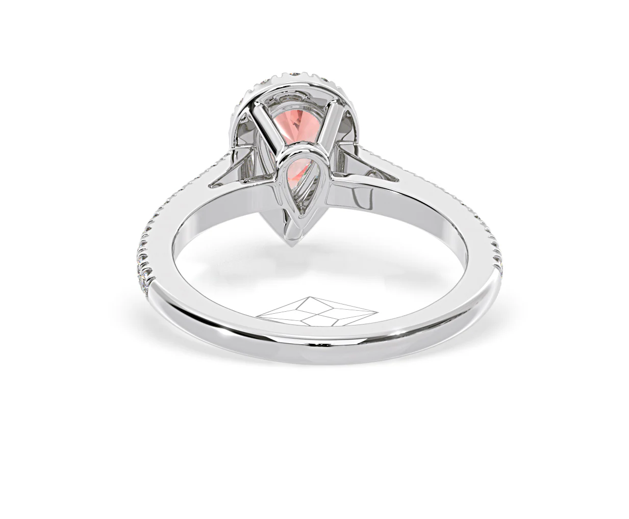 Diana Pink Lab Diamond Pear Halo Ring 1.00ct in 18K White Gold - Elara Collection - Image 45