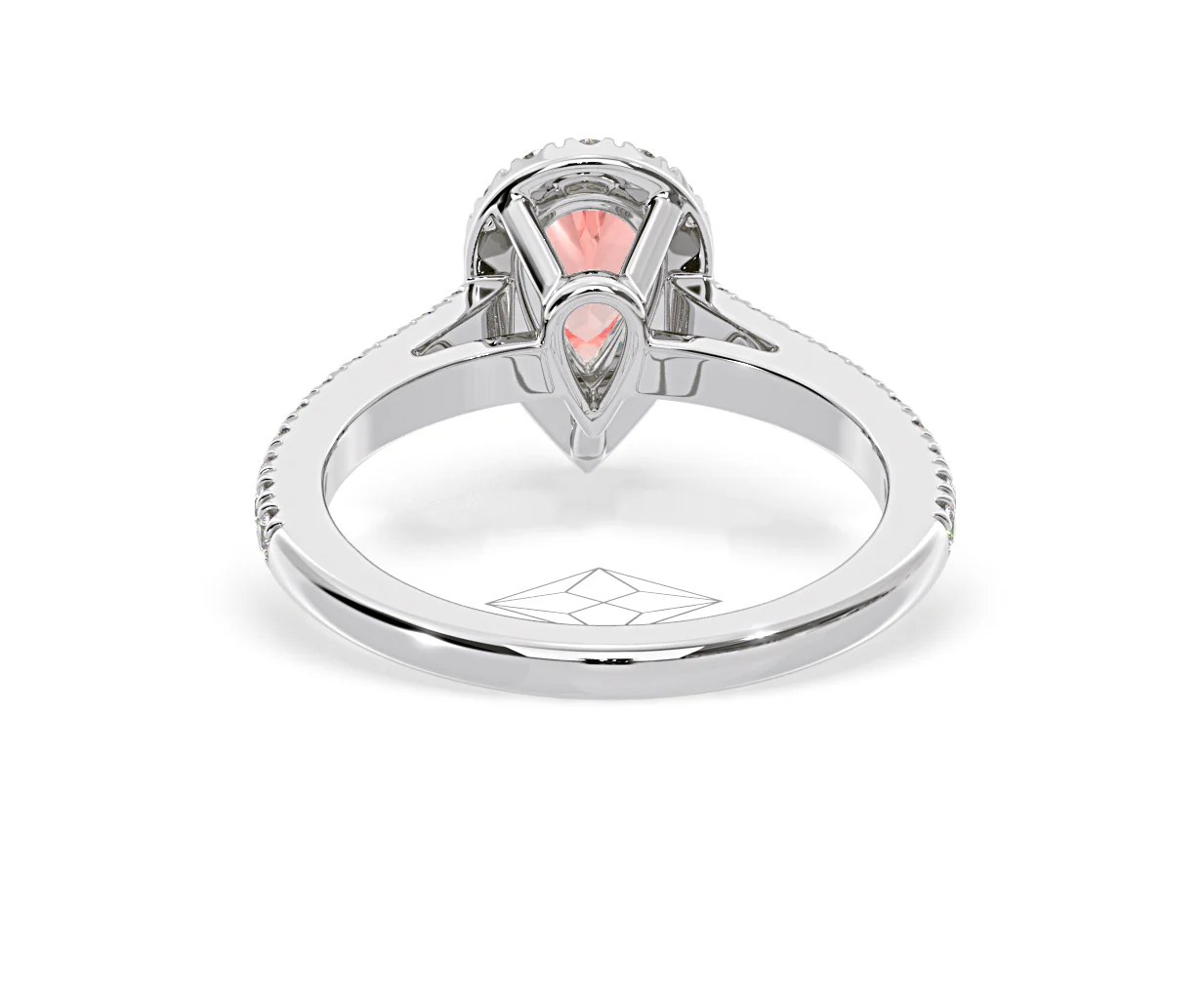 Diana Pink Lab Diamond Pear Halo Ring 1.00ct in 18K White Gold - Elara Collection - Image 46