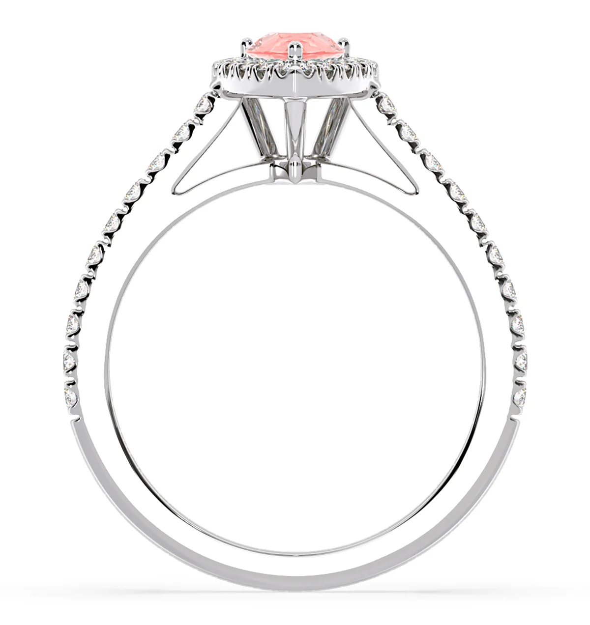 Diana Pink Lab Diamond Pear Halo Ring 1.00ct in 18K White Gold - Elara Collection - Image 5