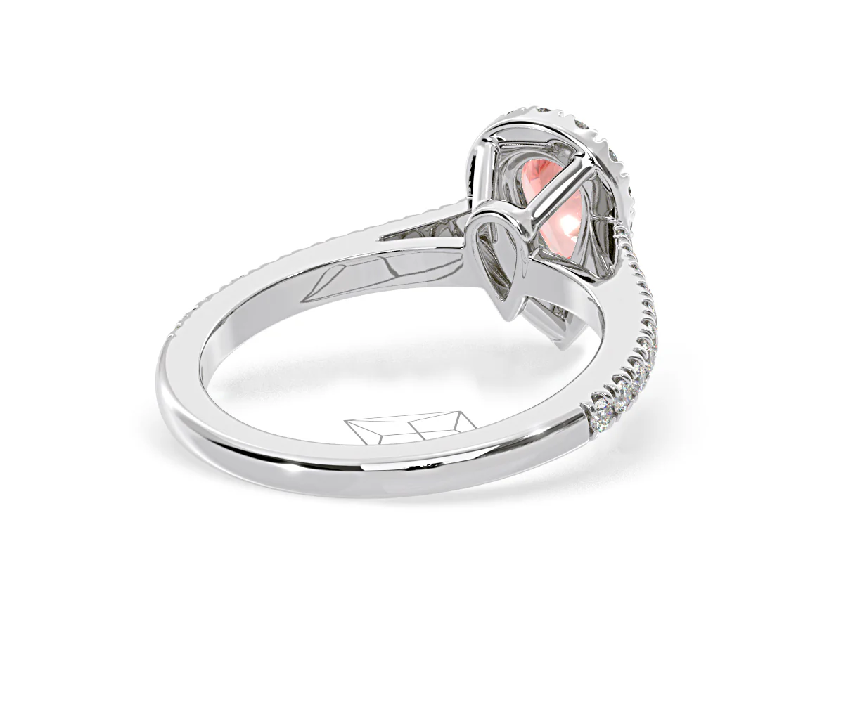 Diana Pink Lab Diamond Pear Halo Ring 1.00ct in 18K White Gold - Elara Collection - Image 53