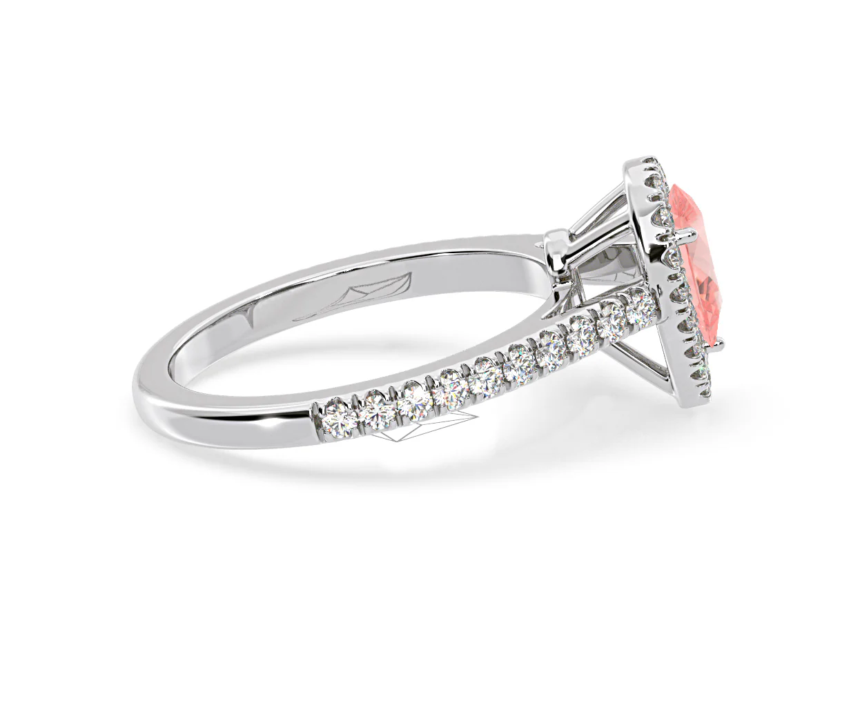 Diana Pink Lab Diamond Pear Halo Ring 1.00ct in 18K White Gold - Elara Collection - Image 66