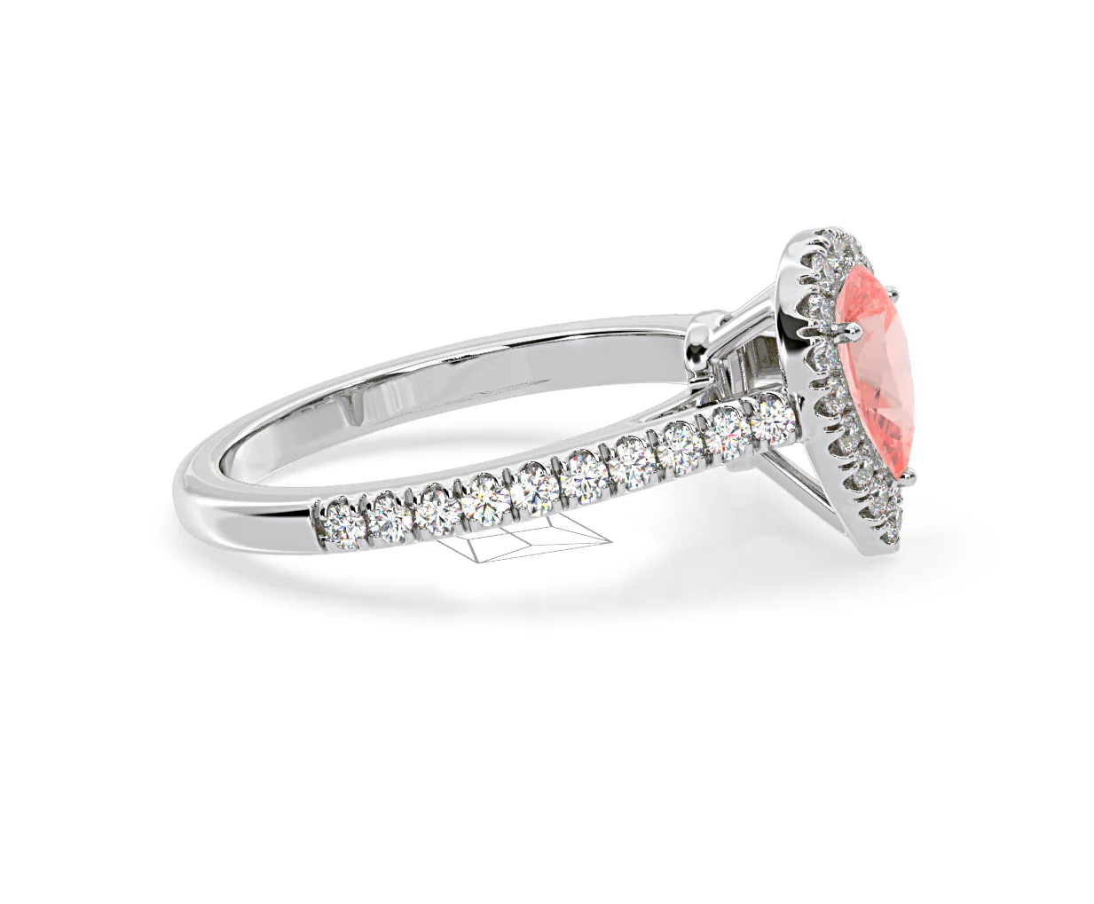 Diana Pink Lab Diamond Pear Halo Ring 1.00ct in 18K White Gold - Elara Collection - Image 70