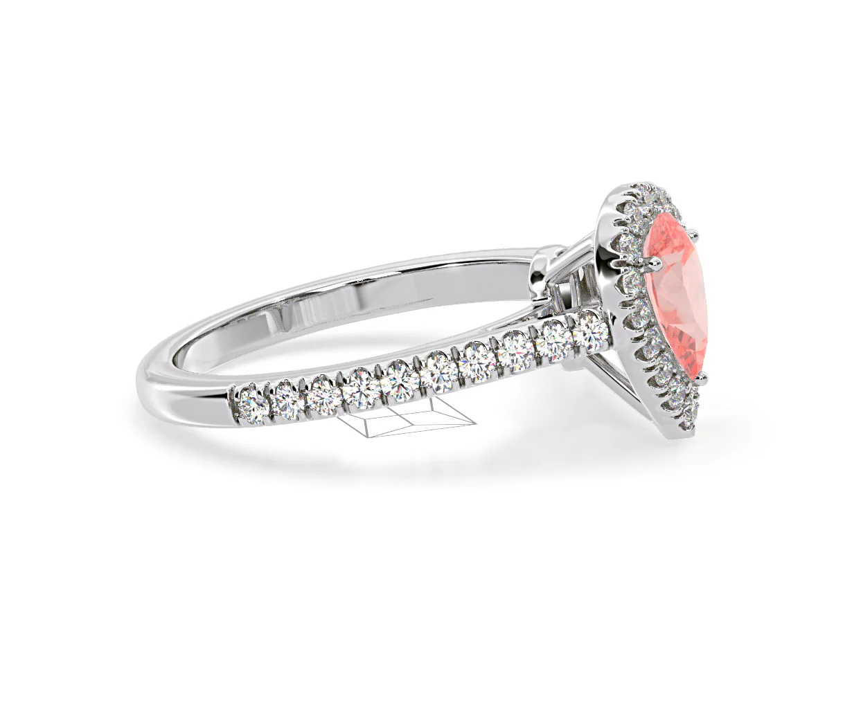 Diana Pink Lab Diamond Pear Halo Ring 1.00ct in 18K White Gold - Elara Collection - Image 71