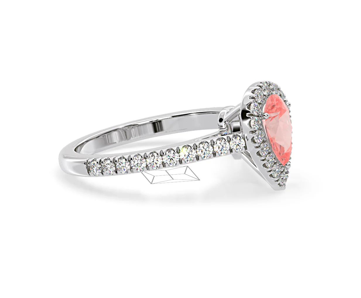 Diana Pink Lab Diamond Pear Halo Ring 1.00ct in 18K White Gold - Elara Collection - Image 73