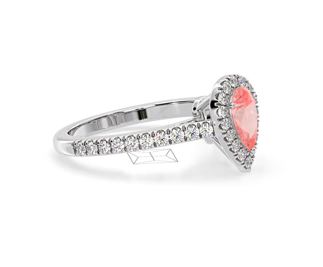 Diana Pink Lab Diamond Pear Halo Ring 1.00ct in 18K White Gold - Elara Collection - Image 74