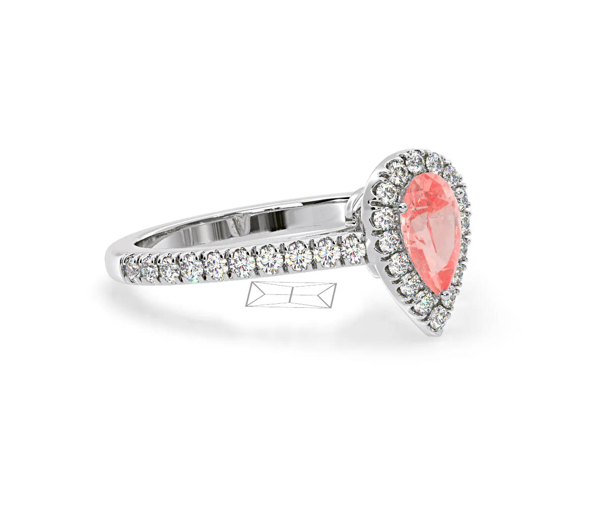 Diana Pink Lab Diamond Pear Halo Ring 1.00ct in 18K White Gold - Elara Collection - Image 77