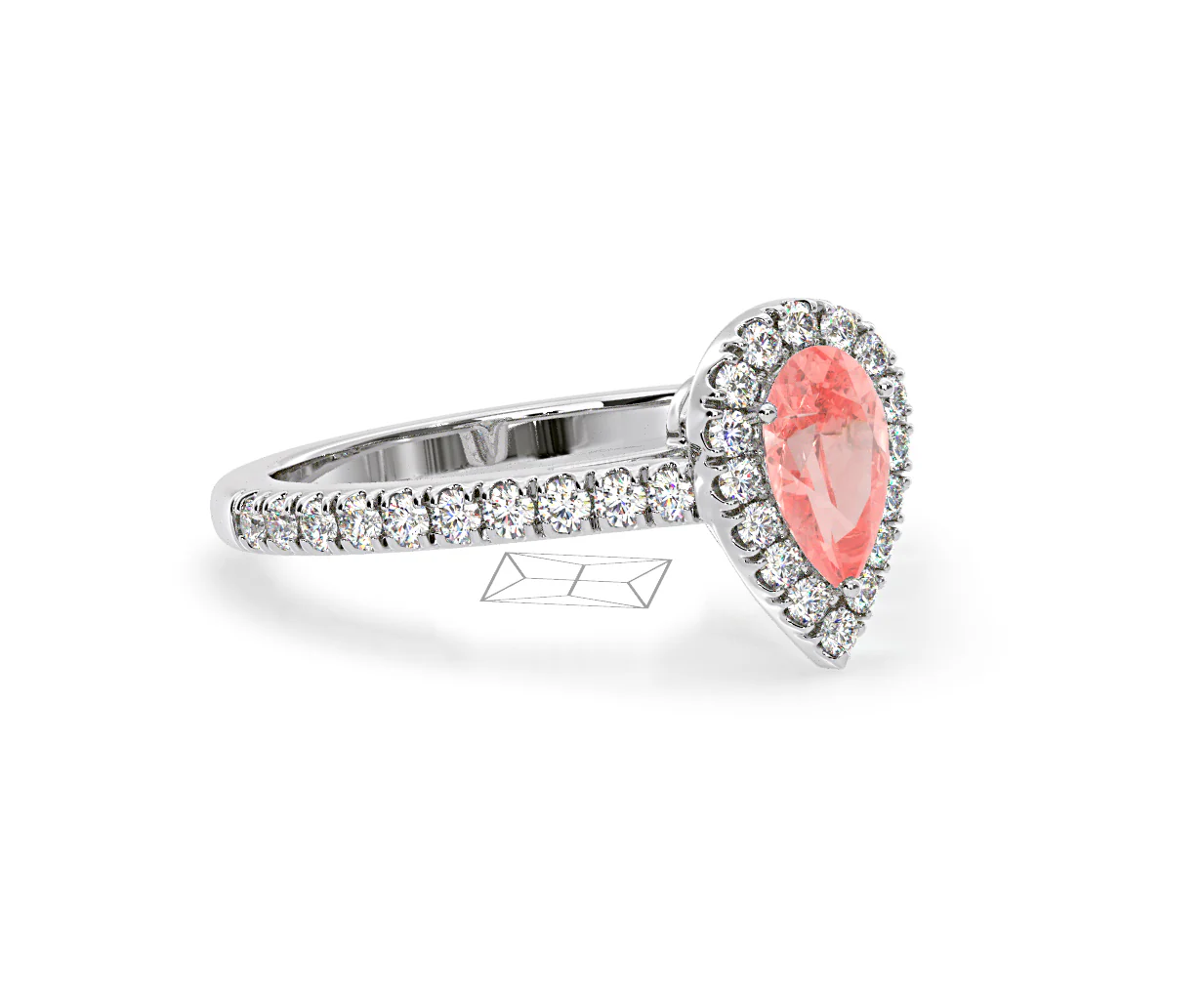 Diana Pink Lab Diamond Pear Halo Ring 1.00ct in 18K White Gold - Elara Collection - Image 78