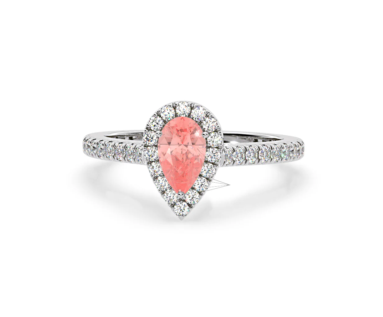Diana Pink Lab Diamond Pear Halo Ring 1.00ct in 18K White Gold - Elara Collection - Image 8