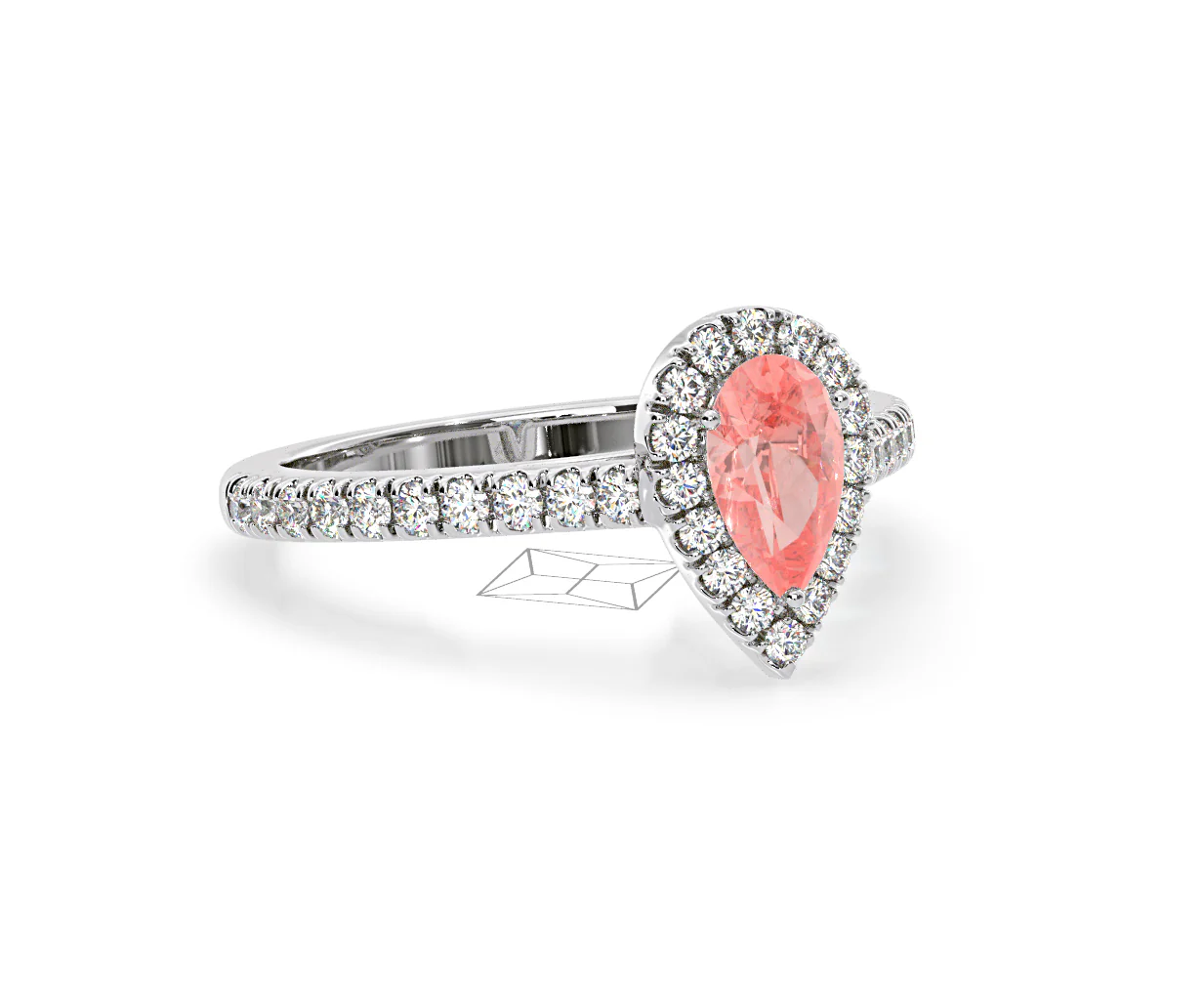 Diana Pink Lab Diamond Pear Halo Ring 1.00ct in 18K White Gold - Elara Collection - Image 80