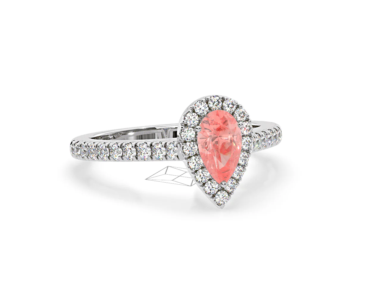 Diana Pink Lab Diamond Pear Halo Ring 1.00ct in 18K White Gold - Elara Collection - Image 82