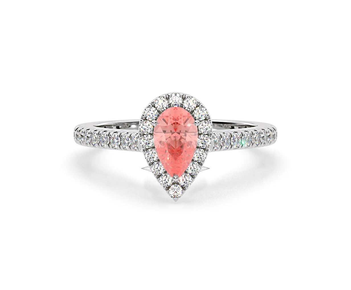Diana Pink Lab Diamond Pear Halo Ring 1.00ct in 18K White Gold - Elara Collection - Image 86