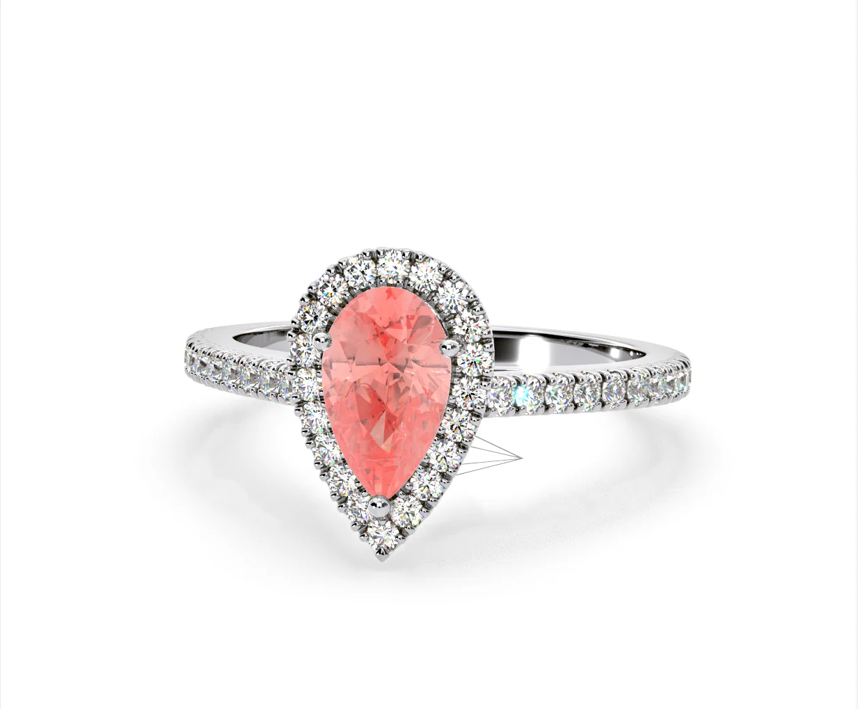 Diana Pink Lab Diamond Pear Halo Ring 1.60ct in 18K White Gold - Elara Collection - Image 10