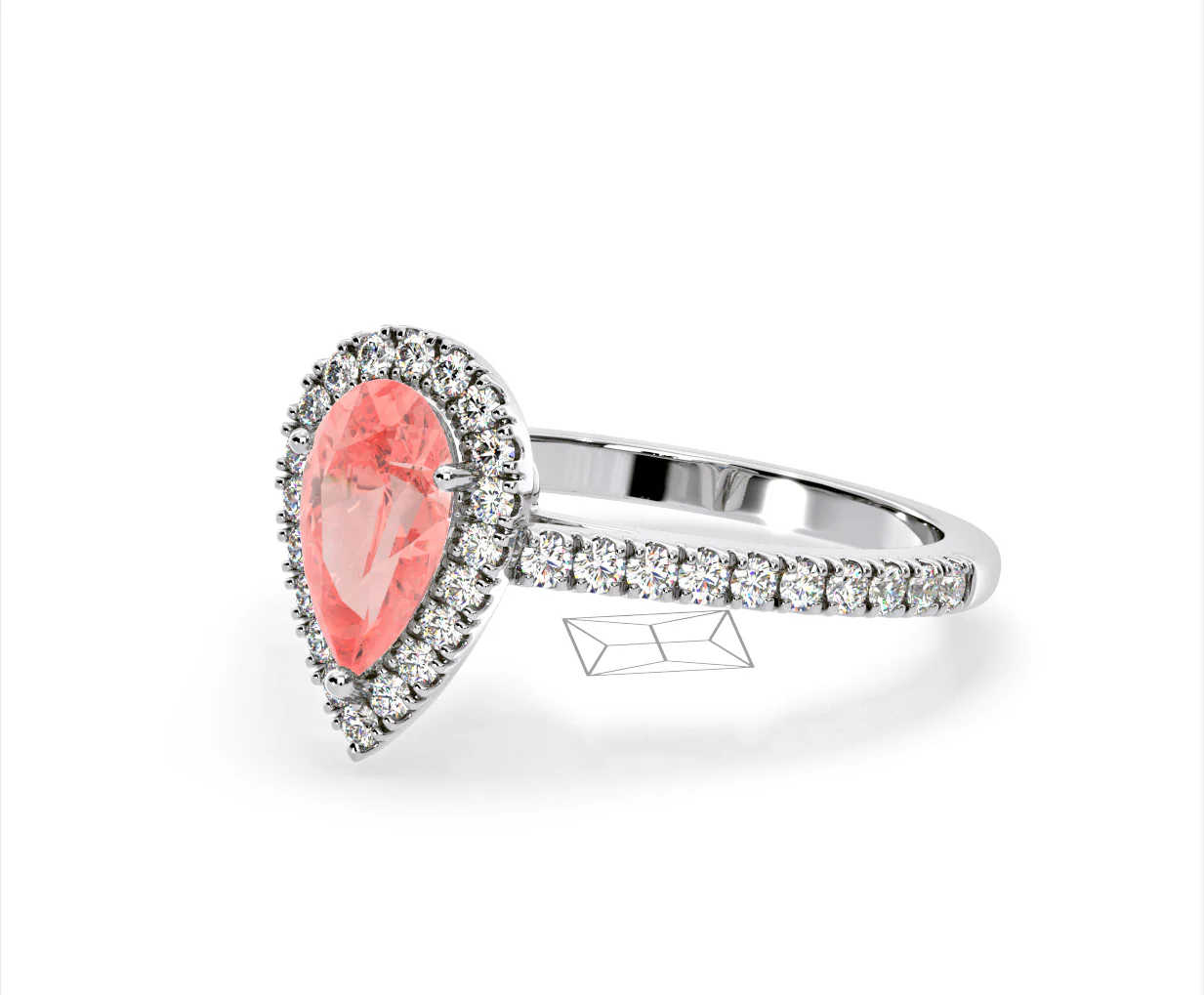 Diana Pink Lab Diamond Pear Halo Ring 1.60ct in 18K White Gold - Elara Collection - Image 16