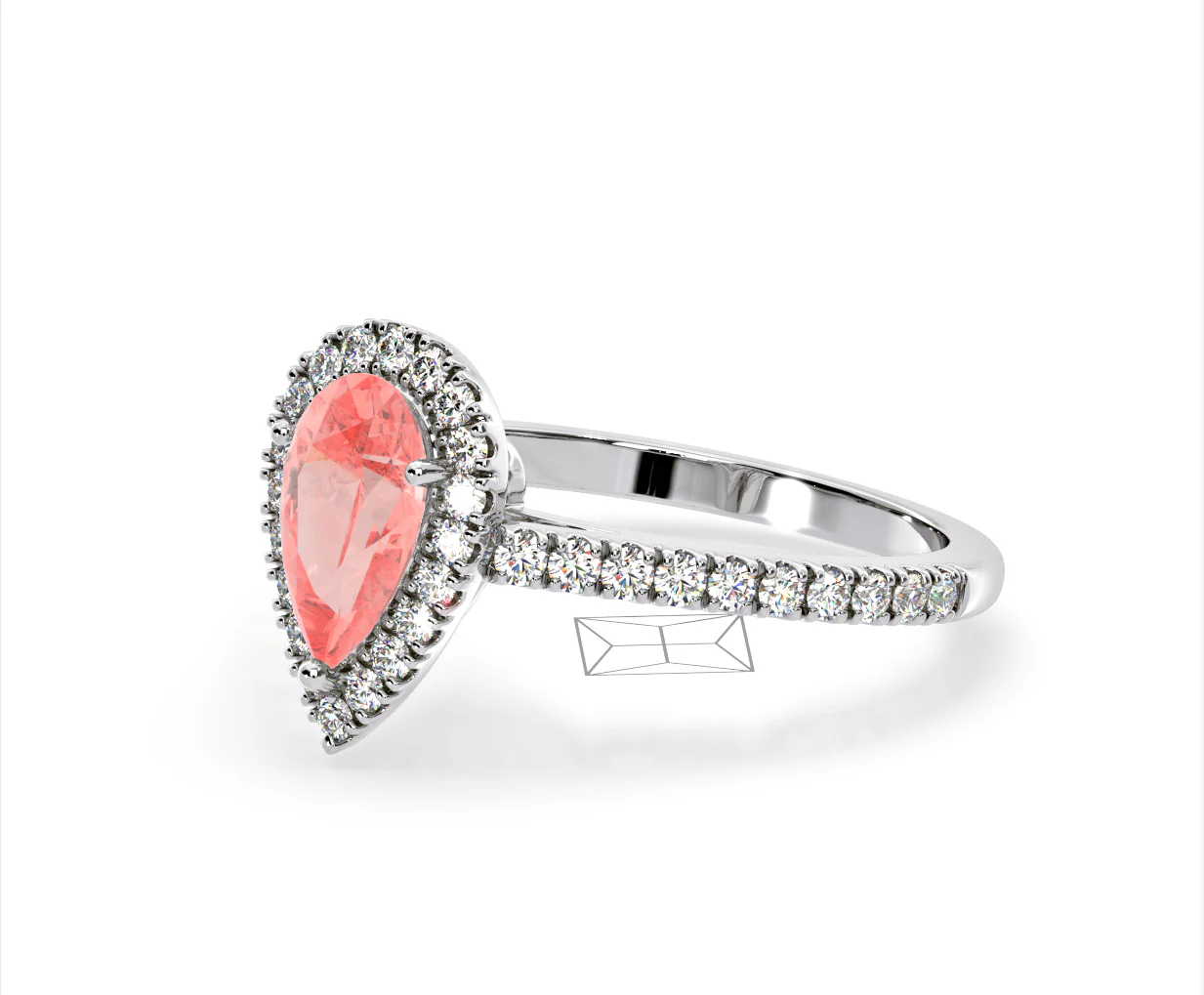 Diana Pink Lab Diamond Pear Halo Ring 1.60ct in 18K White Gold - Elara Collection - Image 17