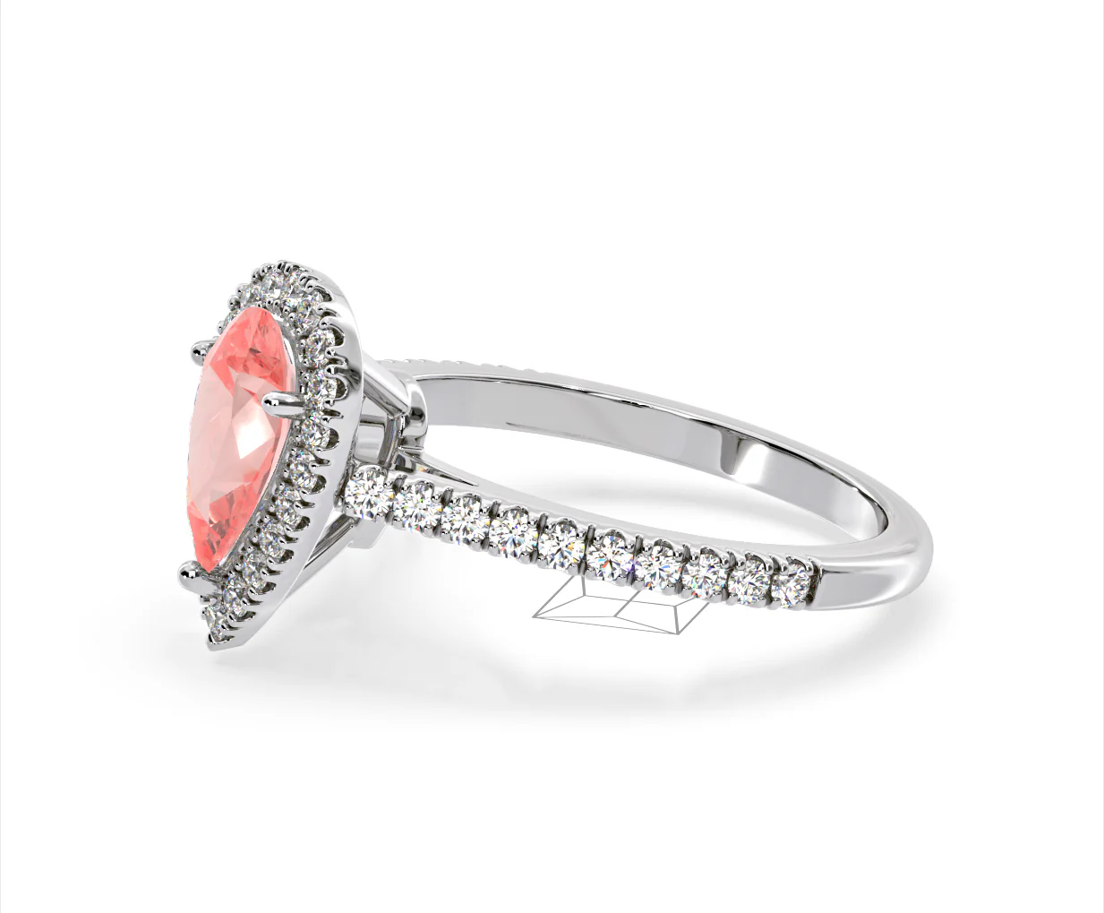Diana Pink Lab Diamond Pear Halo Ring 1.60ct in 18K White Gold - Elara Collection - Image 22