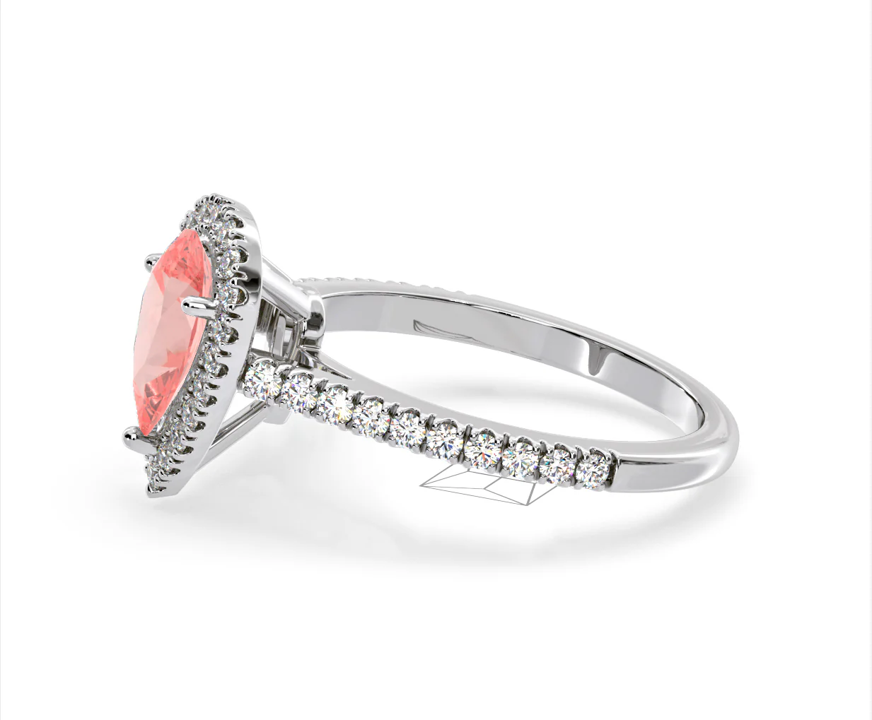 Diana Pink Lab Diamond Pear Halo Ring 1.60ct in 18K White Gold - Elara Collection - Image 24
