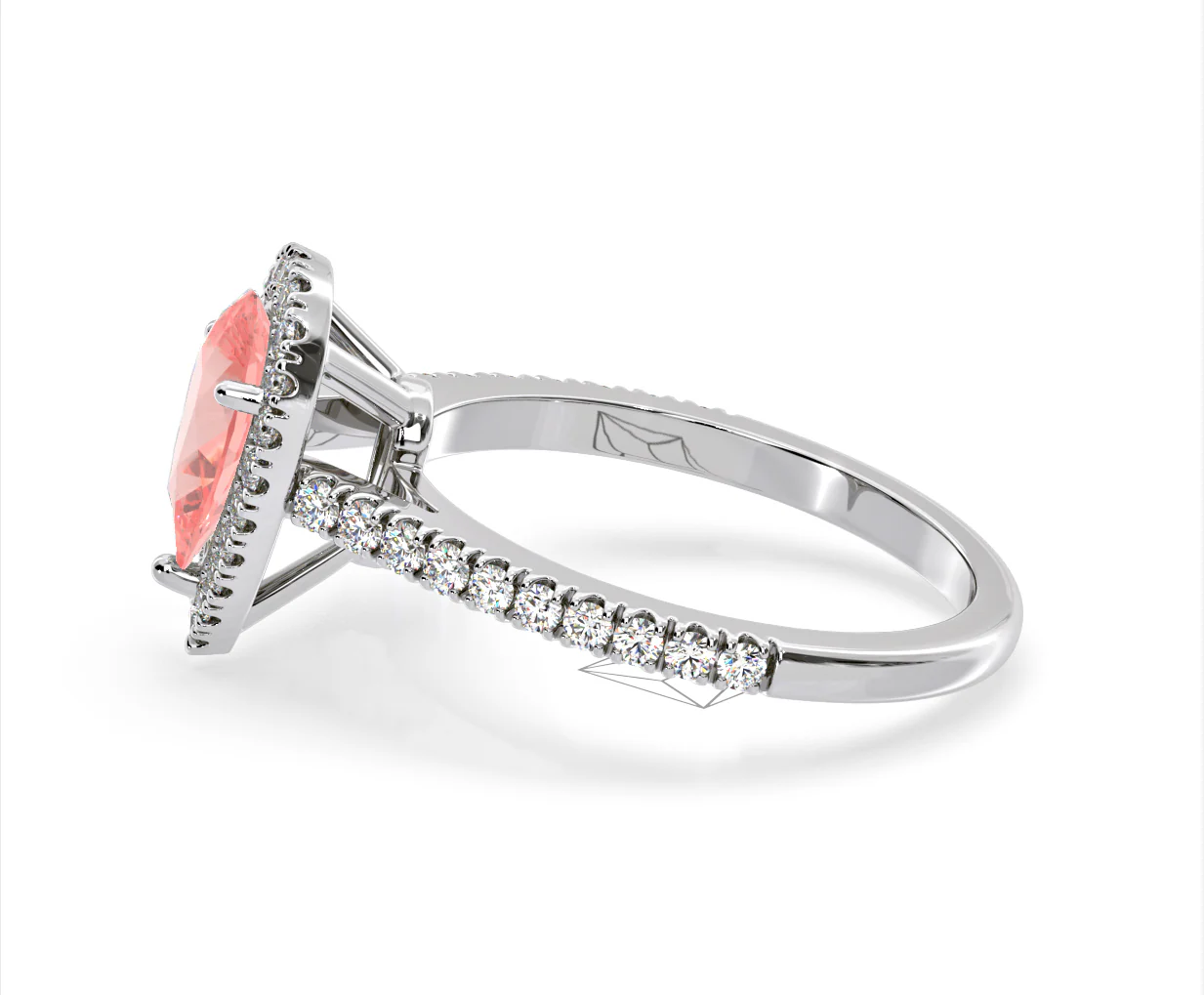 Diana Pink Lab Diamond Pear Halo Ring 1.60ct in 18K White Gold - Elara Collection - Image 27
