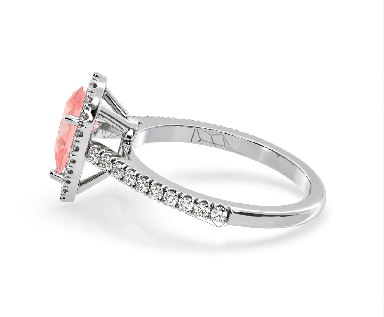 Diana Pink Lab Diamond Pear Halo Ring 1.60ct in 18K White Gold - Elara Collection - Image 29