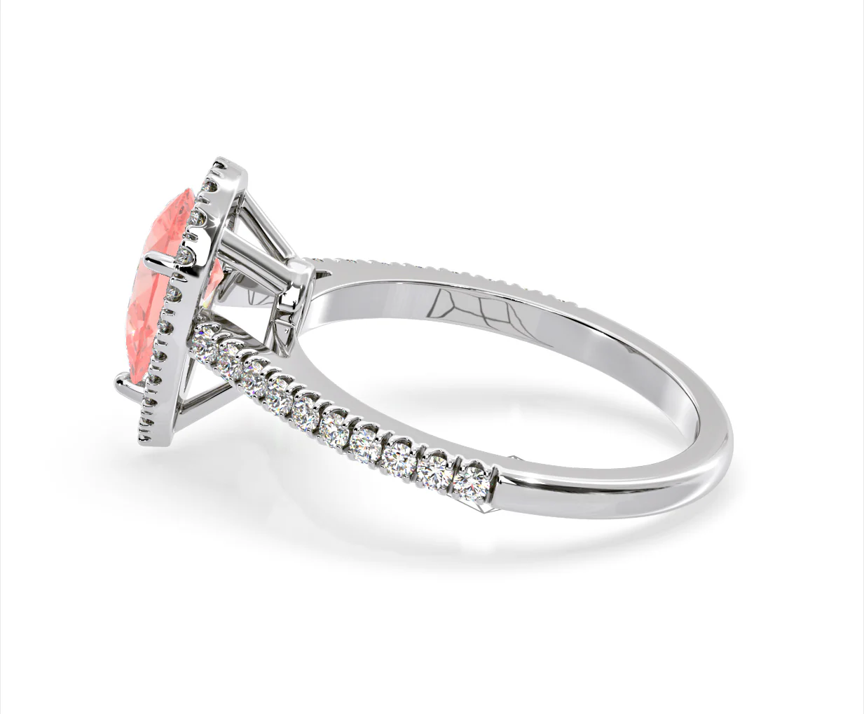 Diana Pink Lab Diamond Pear Halo Ring 1.60ct in 18K White Gold - Elara Collection - Image 30