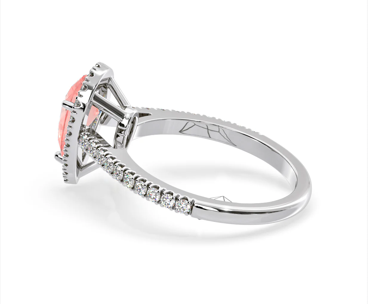 Diana Pink Lab Diamond Pear Halo Ring 1.60ct in 18K White Gold - Elara Collection - Image 32