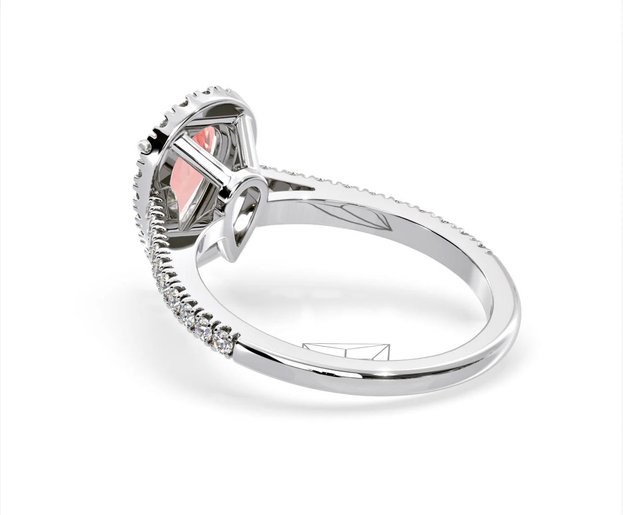 Diana Pink Lab Diamond Pear Halo Ring 1.60ct in 18K White Gold - Elara Collection - Image 38
