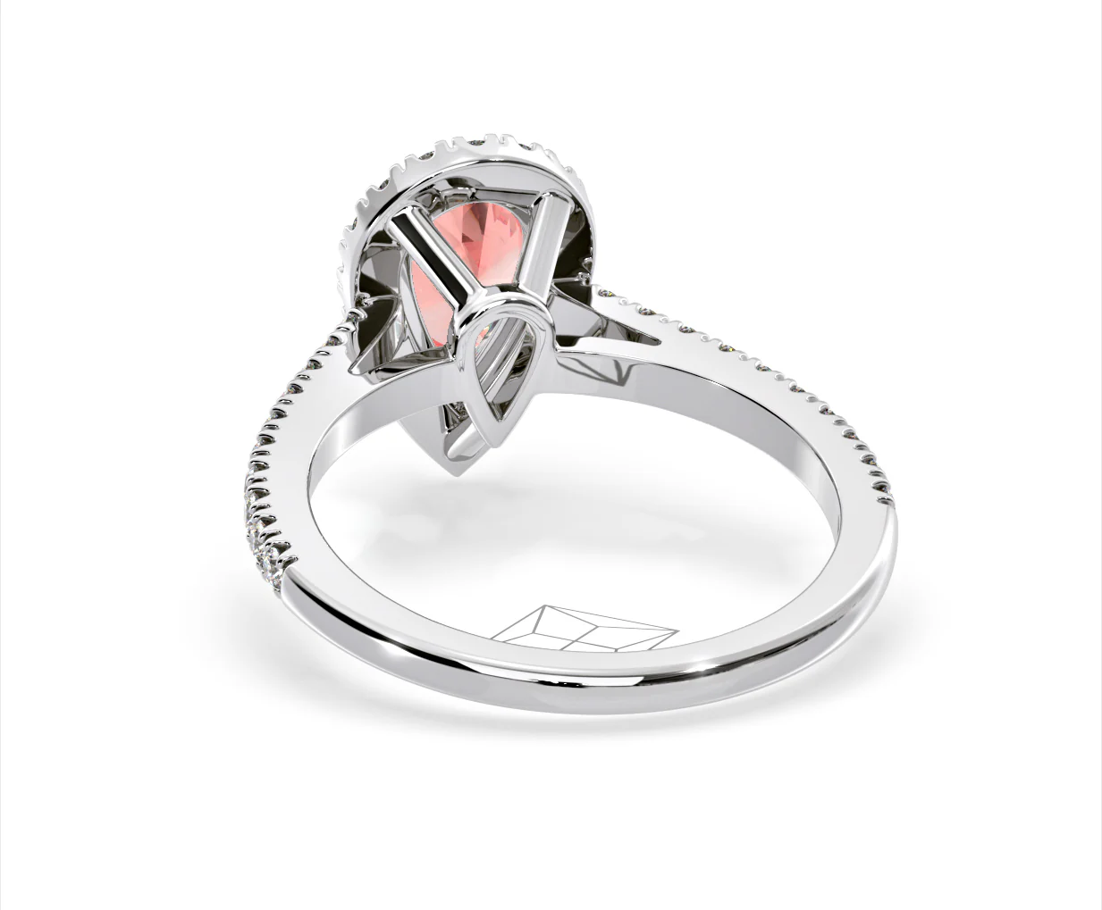 Diana Pink Lab Diamond Pear Halo Ring 1.60ct in 18K White Gold - Elara Collection - Image 44