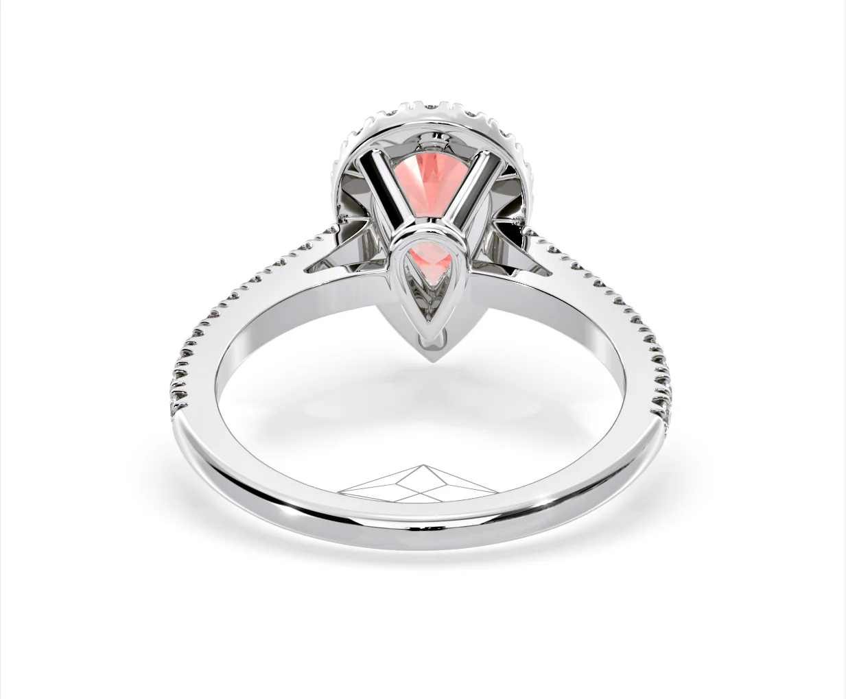 Diana Pink Lab Diamond Pear Halo Ring 1.60ct in 18K White Gold - Elara Collection - Image 48