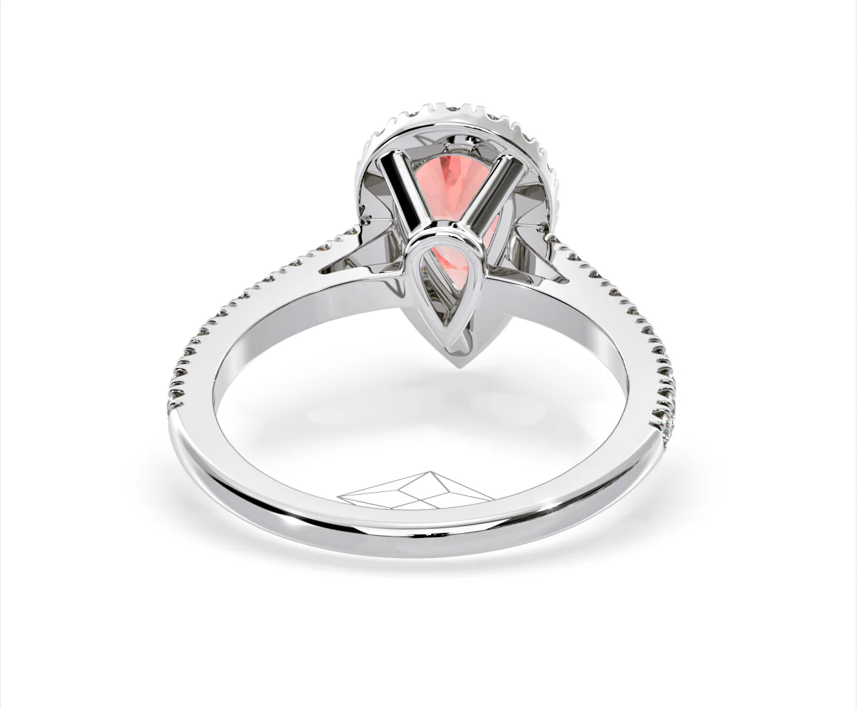 Diana Pink Lab Diamond Pear Halo Ring 1.60ct in 18K White Gold - Elara Collection - Image 49