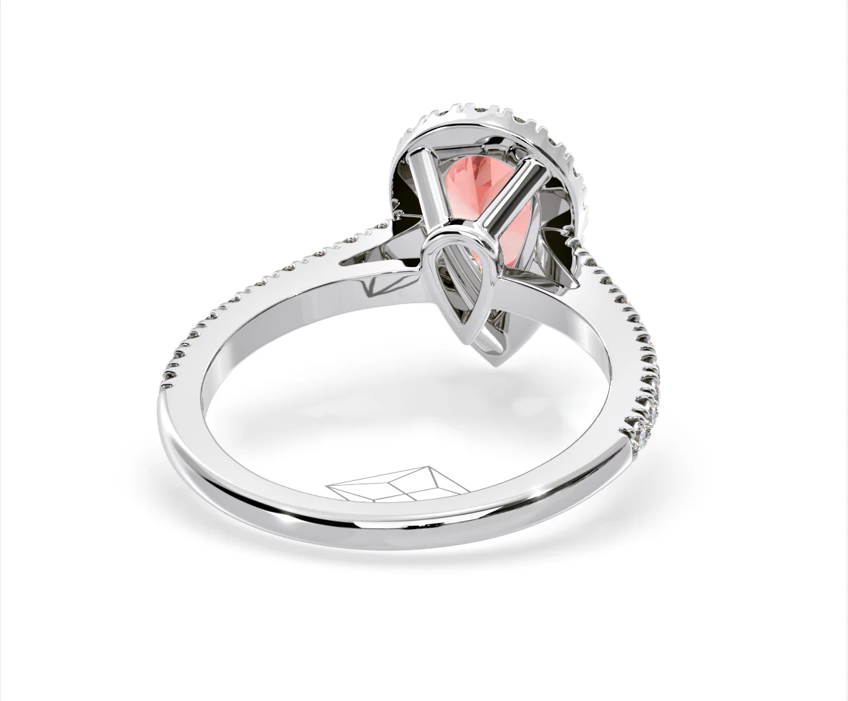 Diana Pink Lab Diamond Pear Halo Ring 1.60ct in 18K White Gold - Elara Collection - Image 51