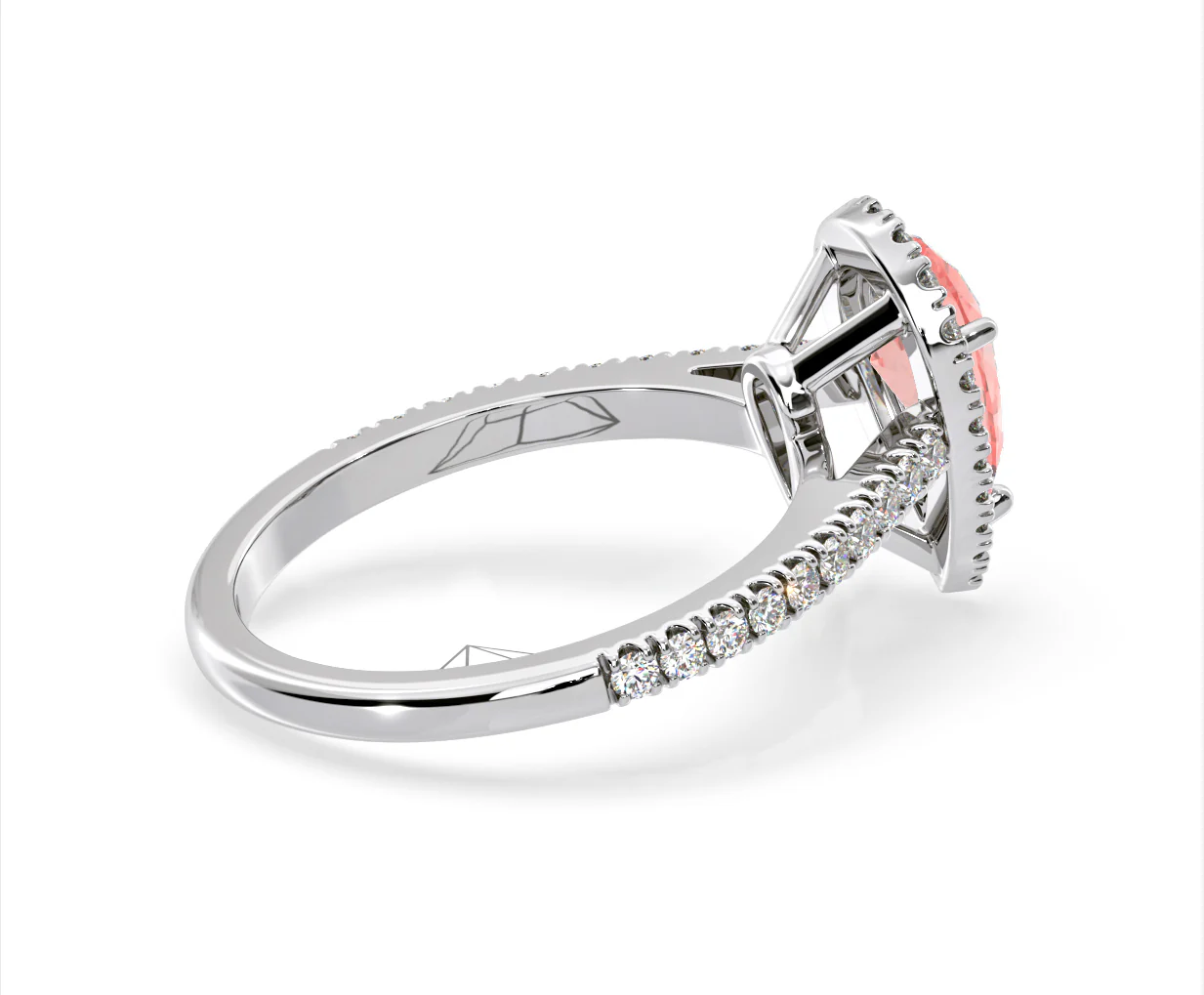 Diana Pink Lab Diamond Pear Halo Ring 1.60ct in 18K White Gold - Elara Collection - Image 62