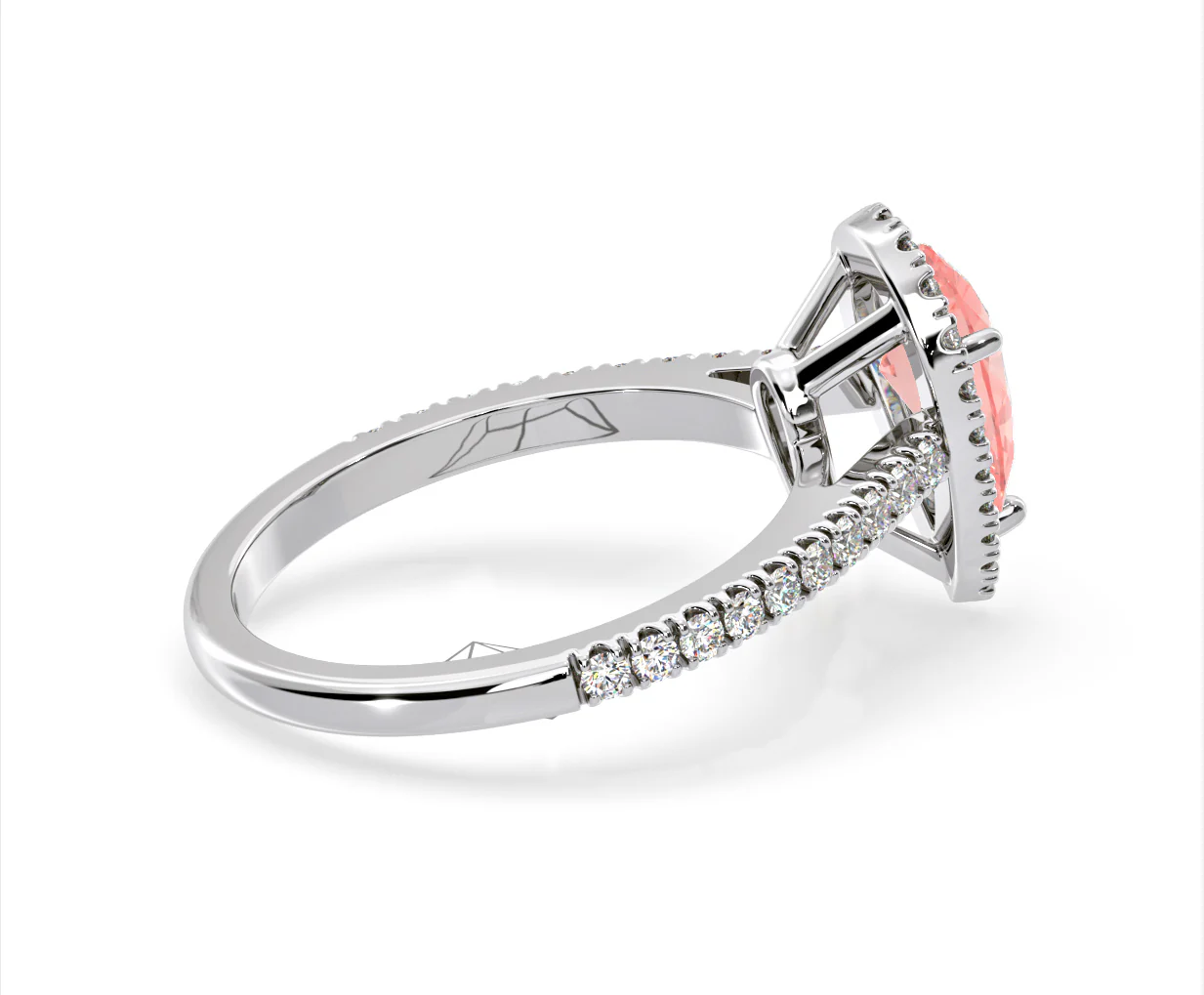 Diana Pink Lab Diamond Pear Halo Ring 1.60ct in 18K White Gold - Elara Collection - Image 63