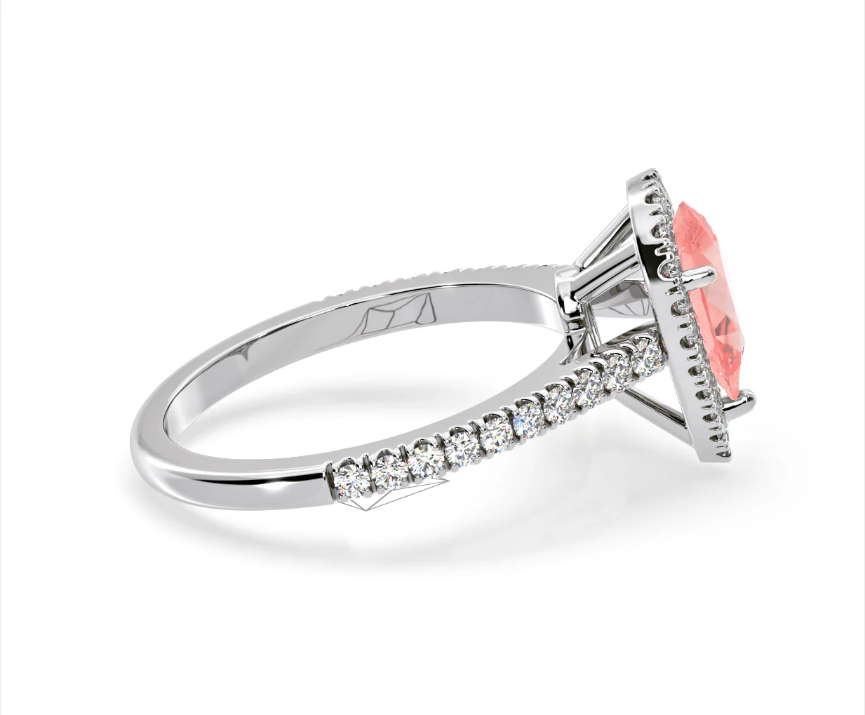 Diana Pink Lab Diamond Pear Halo Ring 1.60ct in 18K White Gold - Elara Collection - Image 67