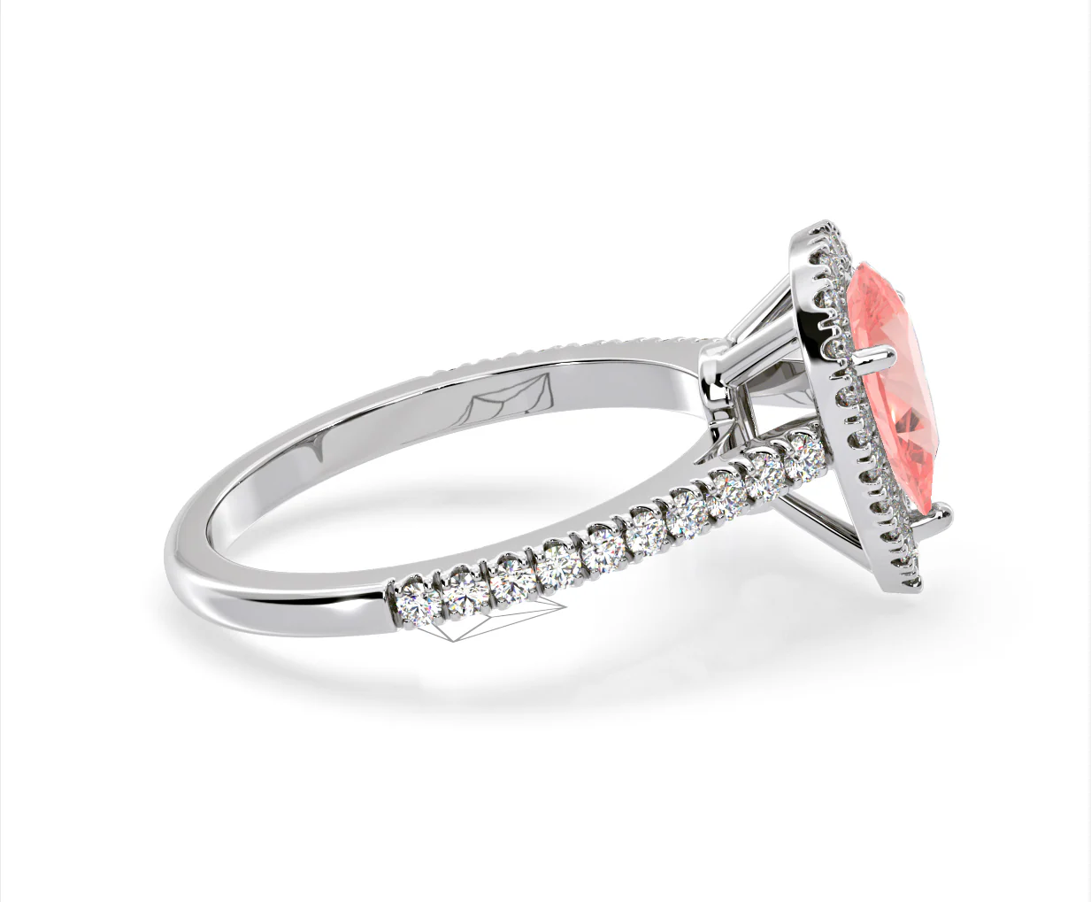Diana Pink Lab Diamond Pear Halo Ring 1.60ct in 18K White Gold - Elara Collection - Image 68