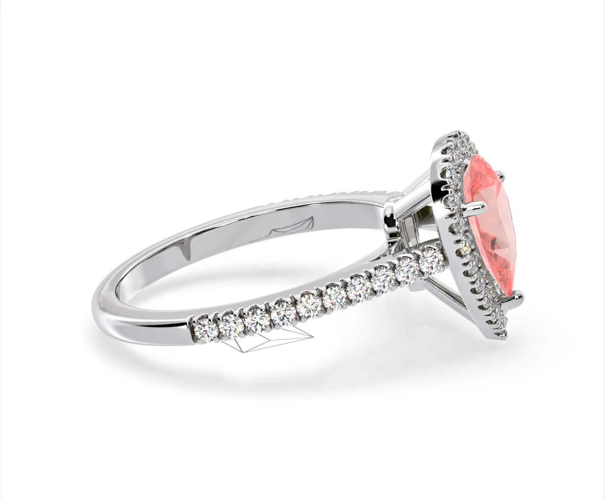 Diana Pink Lab Diamond Pear Halo Ring 1.60ct in 18K White Gold - Elara Collection - Image 70