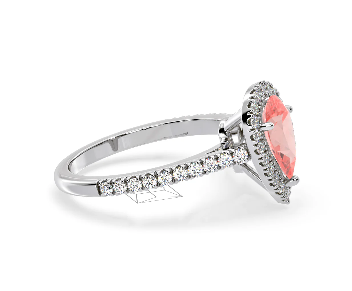 Diana Pink Lab Diamond Pear Halo Ring 1.60ct in 18K White Gold - Elara Collection - Image 72