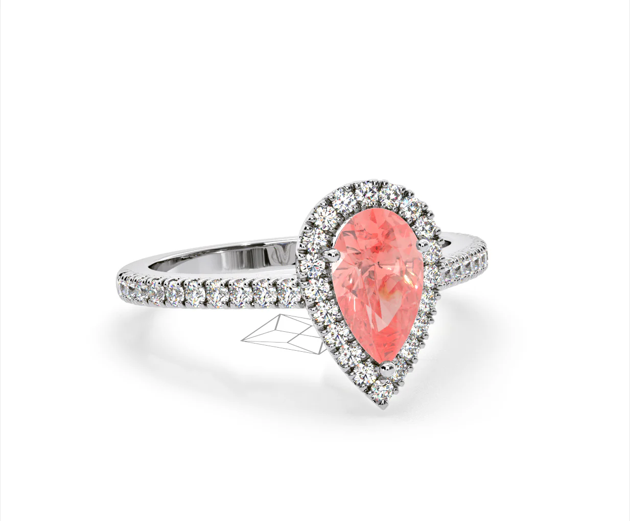 Diana Pink Lab Diamond Pear Halo Ring 1.60ct in 18K White Gold - Elara Collection - Image 83