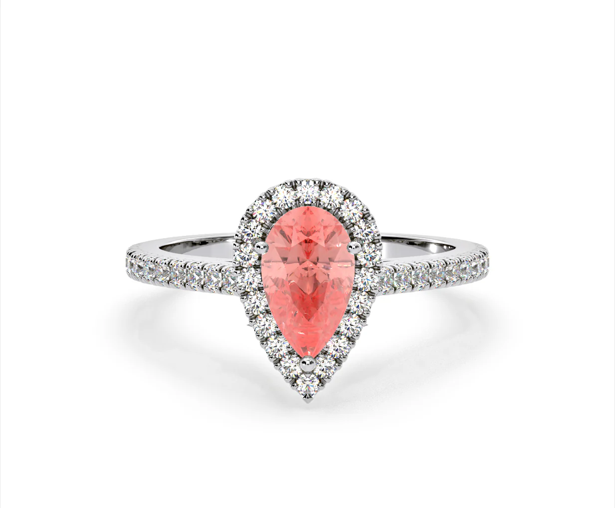Diana Pink Lab Diamond Pear Halo Ring 1.60ct in 18K White Gold - Elara Collection - Image 87