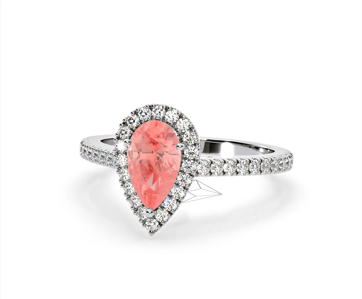 Diana Pink Lab Diamond Pear Halo Ring 1.60ct in Platinum - Elara Collection - Image 11
