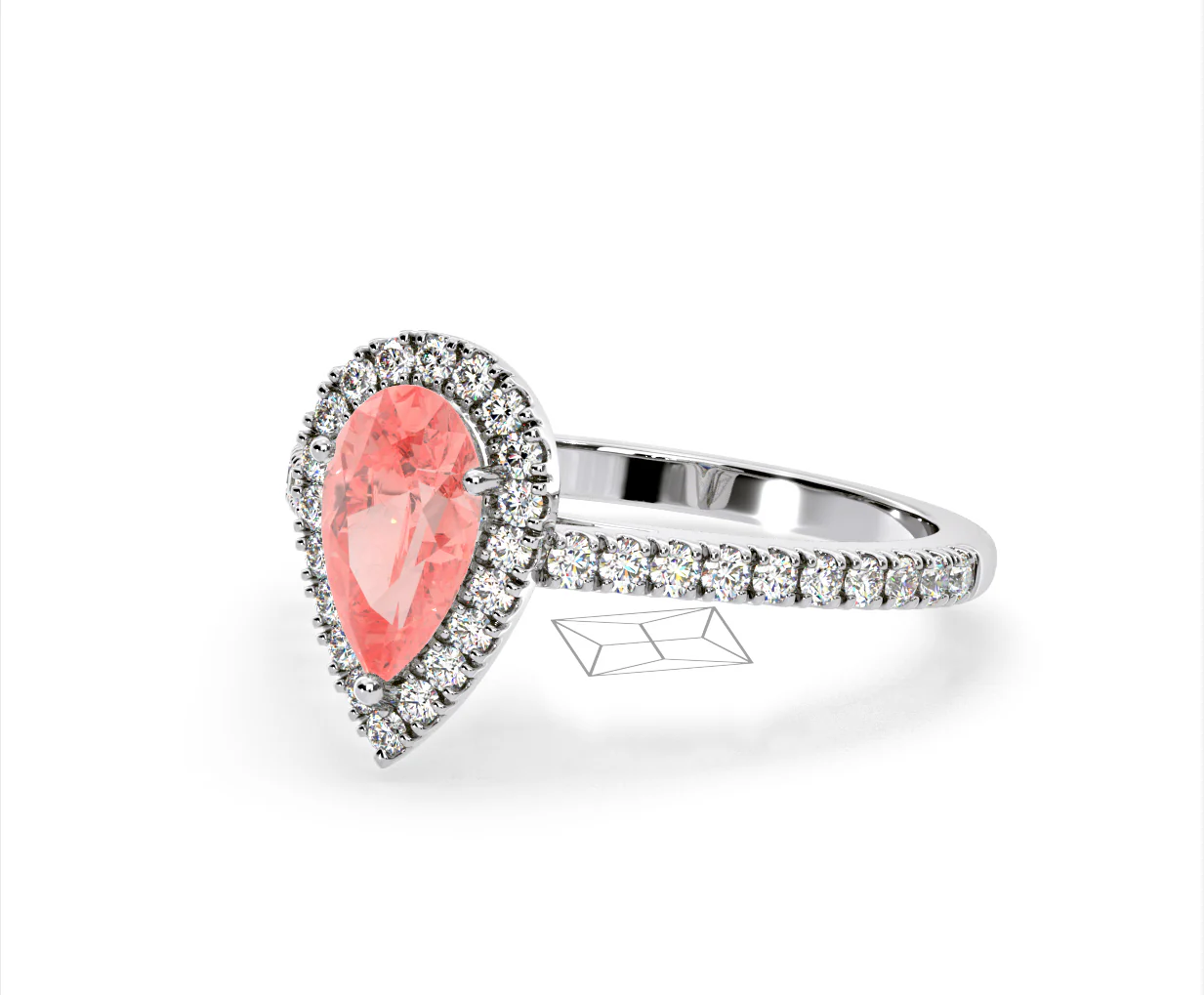 Diana Pink Lab Diamond Pear Halo Ring 1.60ct in Platinum - Elara Collection - Image 15