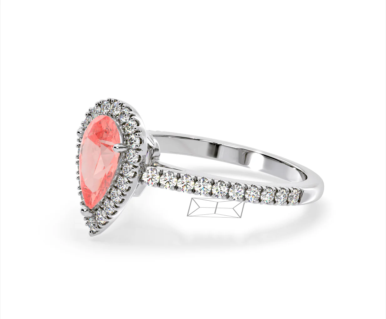 Diana Pink Lab Diamond Pear Halo Ring 1.60ct in Platinum - Elara Collection - Image 19