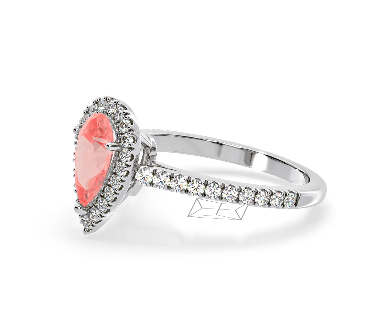 Diana Pink Lab Diamond Pear Halo Ring 1.60ct in Platinum - Elara Collection - Image 20