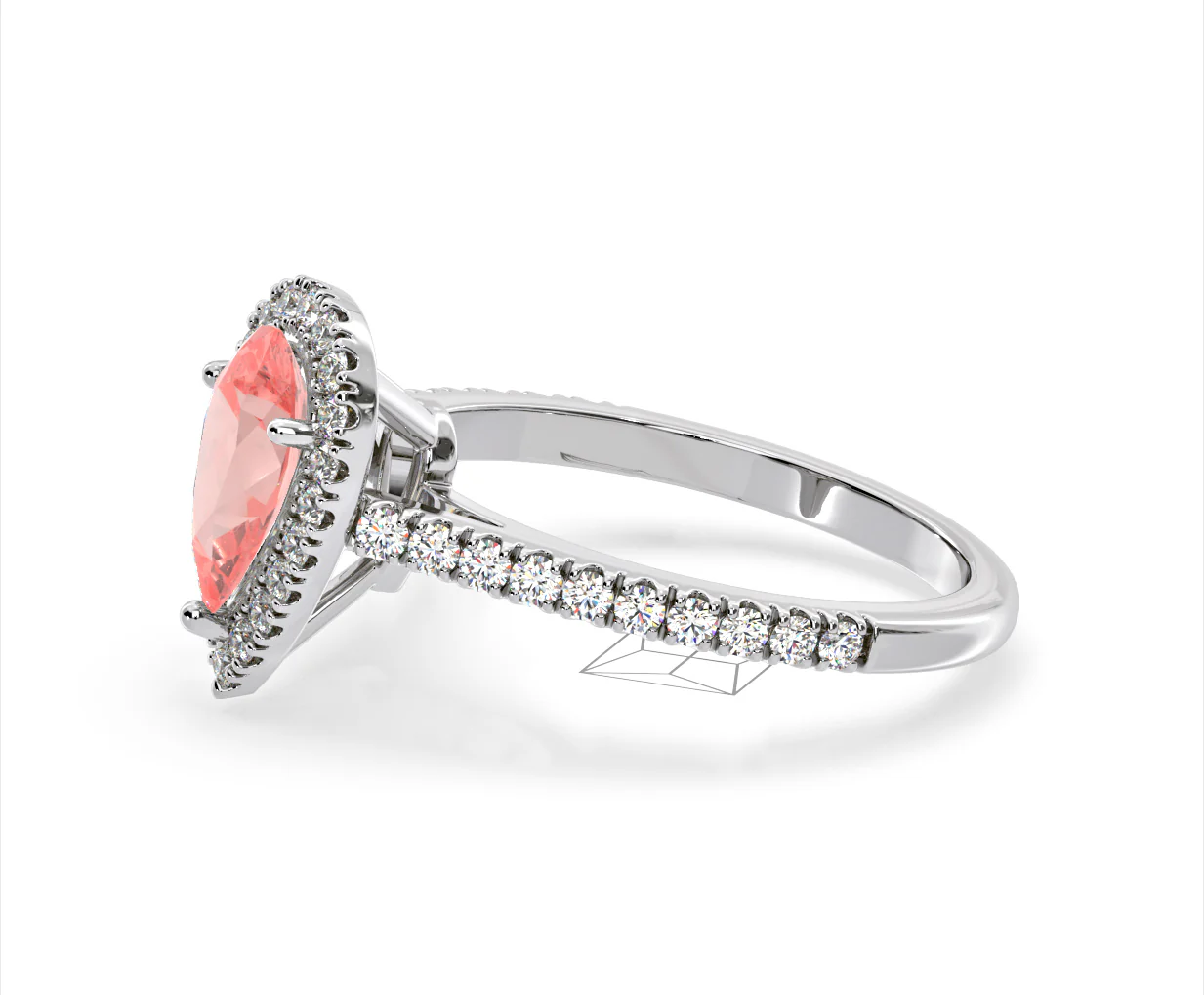 Diana Pink Lab Diamond Pear Halo Ring 1.60ct in Platinum - Elara Collection - Image 23