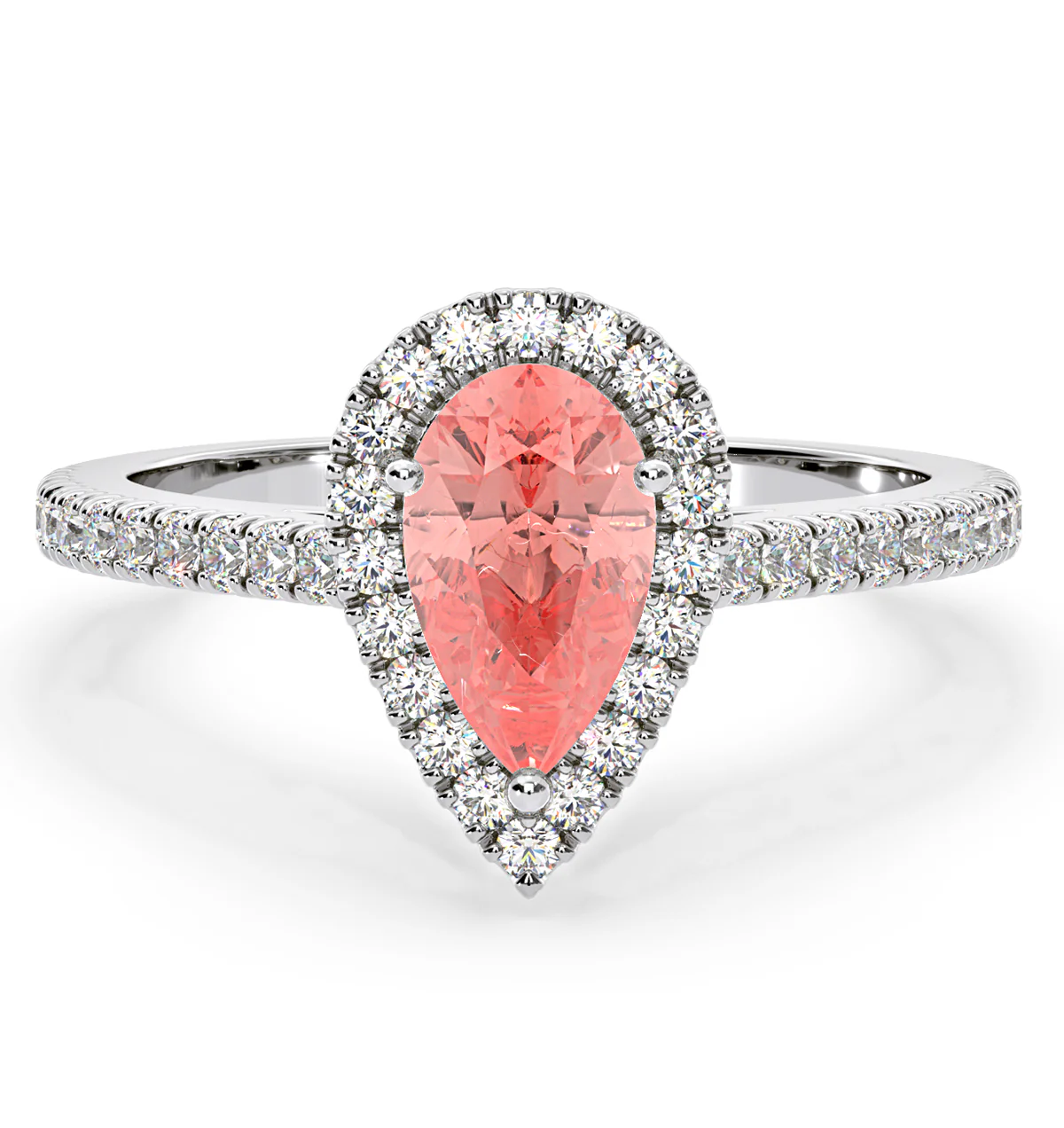 Diana Pink Lab Diamond Pear Halo Ring 1.60ct in Platinum - Elara Collection - Image 3