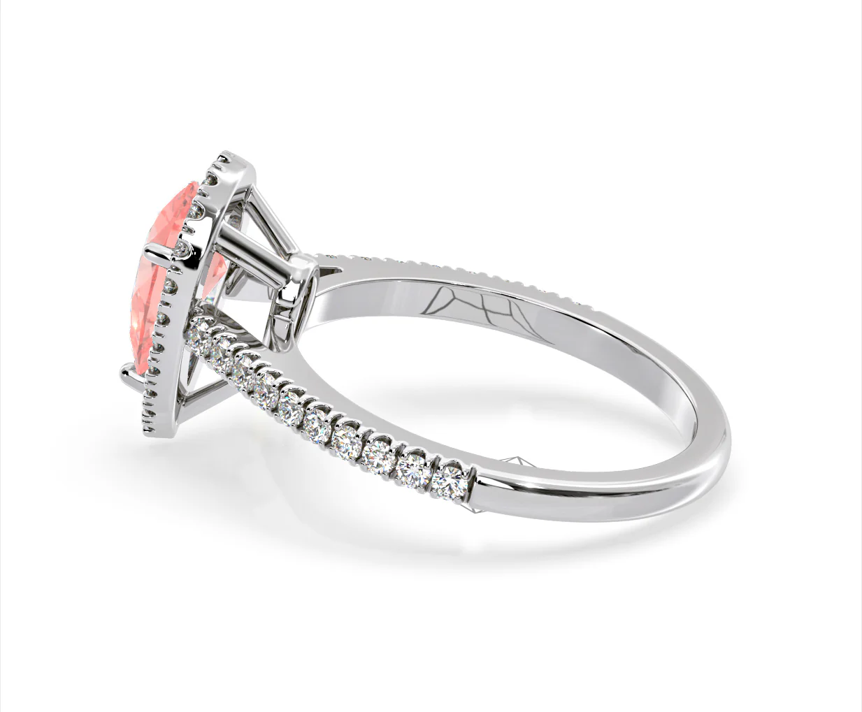Diana Pink Lab Diamond Pear Halo Ring 1.60ct in Platinum - Elara Collection - Image 31