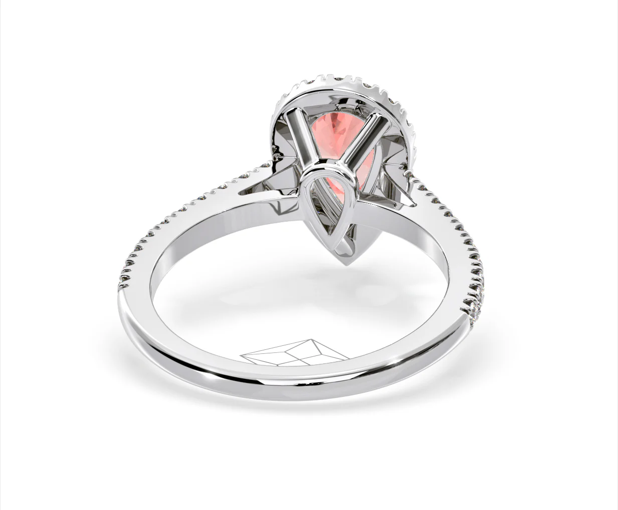 Diana Pink Lab Diamond Pear Halo Ring 1.60ct in Platinum - Elara Collection - Image 50