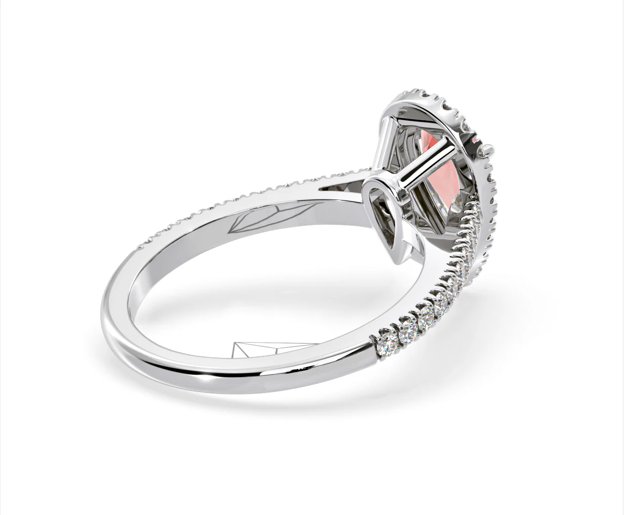 Diana Pink Lab Diamond Pear Halo Ring 1.60ct in Platinum - Elara Collection - Image 58